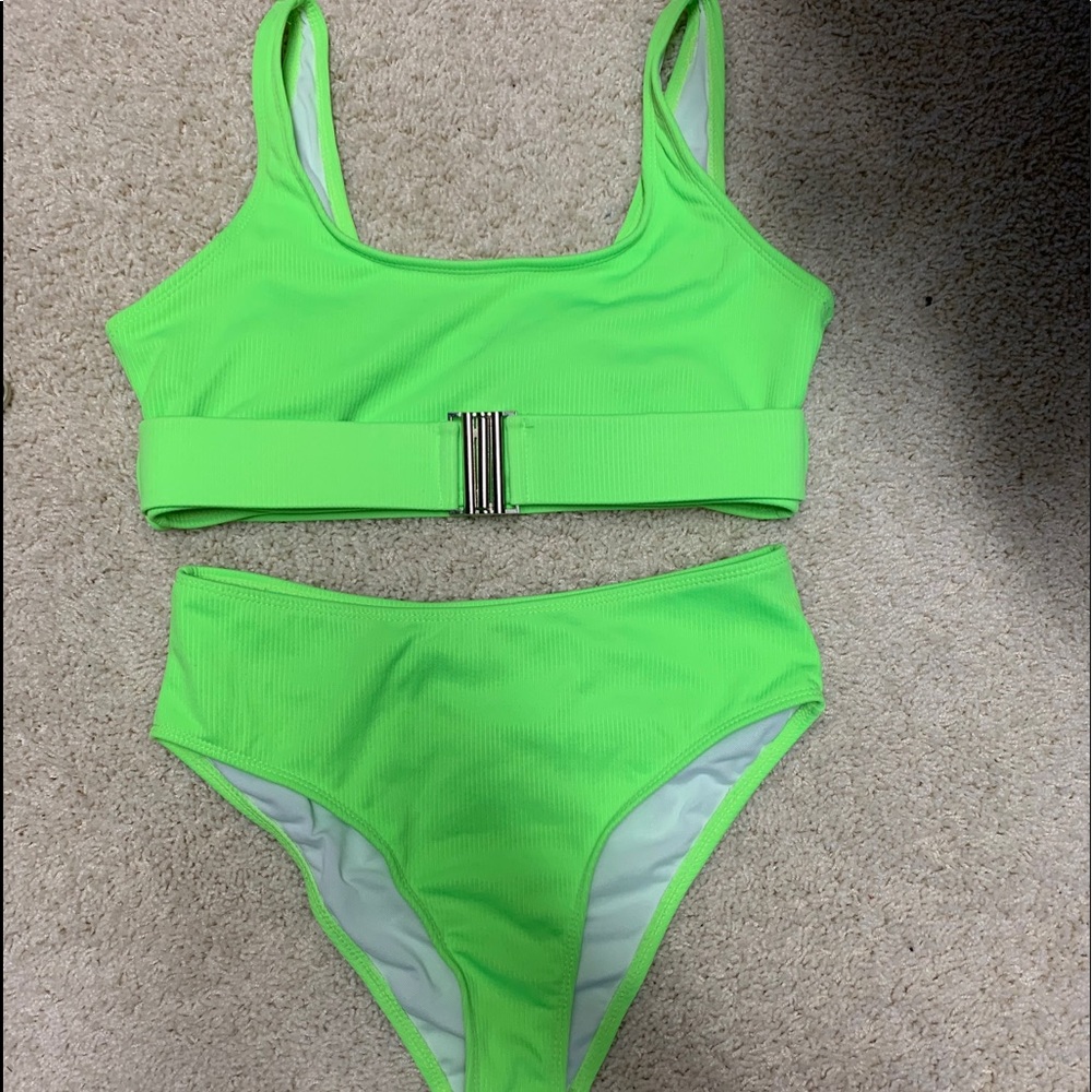 neon green high waisted bikini